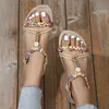 Sandaler Summer Women's Shoes Bekväm mjuk Sole Fashion Bohemian Beach Hollow Flat Zapatos Mujer 2024 Tendencia