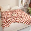 Cama xadrez de cobertores de cama no quadro -checkerboard cobertores de arremesso para sofá inverno quente xale de natal presente 240409