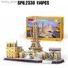 Puzzles 3D 114pcs City Line Famme Famme Great Architecture Paris Eiffel Tower Diy 3d Paper Puzzle Model Toy Y240415