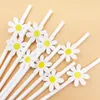 Daisy Paper Straws Party Decorations Disposable Two Groovy Flower Floral Pink For Kids Girls Birthday Supplies Little Cutie Bridal Shower Wedding Decor