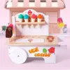 I bambini fingono di giocare al cibo per impilare giocattoli carrello di gelato in legno per il giocattolo educativo per bambini per bambini