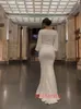 Partykleider elegante Frauen für eine Hochzeit Langarmes Meerjungfrau Abend Prom Kleid Elfenbein Arabisch Kleid Vestidos de Festa