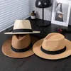 Bérets Unisexe Papier Paille Floppy Fedora Chatme Men de voyage Summer Men Vacation Vacation Plage large Brim Sun Protection Panama Cap chapeaux