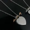 Tiffanybracelet Home Precision Высококачественное ожерелье сердца с одной стрелкой через персонализированную толстую цепь мелкие украшения 788