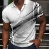 Men Polo Shirt Curve Flap 3D Print Street كل يوم قصير الأكمام غير الرسمية مريحة 240403