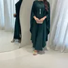 Vêtements ethniques Modest Fashion Solin Satin Casual Batwing Garne de manche Saudi Femmes Saudi Habillons Musulm Ramadan Jalabiya Kabaya Robe arabe marocain