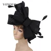 Beretten imitatie bruiloft bruid hoofddeksels formele jurk gelegenheid diner fascinator haaraccessoires met fancy veren hoofdtooi