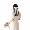 Slbridal épaule longueur bowkot Style Wedding Veils avec peigne Veaux de mariée blancs aciés de mariage pour les femmes mariages f6cv #