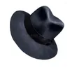 Berets Wide Brims Hat en laine Flat Tophat Magiciens Round Formal Party Headwear Masquerades Rôle Play Fedoras