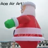 wholesale 10mH (33ft) with blower Newly Style Outdoor Inflatable Christmas Decoration Giant Airblown Santa Claus Balloon Model With Green Glove