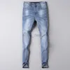 Designerskie dżinsy haftowe męskie men jean szczupły małe proste elastyczne spodni mody