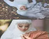 Véus de casamento muçulmano de luxo com arestas de renda Aplique e cristais uma camada Tulle Comprimento do cotovelo hijab sob medida de maneira feita 11832791