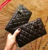 Letter Design 6601 Luxury Brand Plaid Cc Chain Clutch Lambskin Diamond Pattern Pouch Women039s Le Boy Long Wallet Caviar Leathe7640639