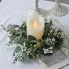 Fleurs décoratives 25 cm Bougie de Noël artificielle Garland Ring Simuler Green Wreath Wedding Party Christams Home Table décor Fausse plante