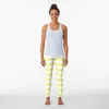 Active Pants Small YELLOW And WHITE Horizontal Stripes Leggings Tight Fitting Woman Clothing Fitness Womens