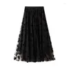 Rokken hoge taille streetwear zwarte rok lange Koreaanse mode harajuku kawaii y2k midi maxi tull herfst 2024 vintage elastic