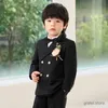 Anzüge Kinder Jacke Weste Hosen Bowtie Blume 5pcs Zeremonie Tuxedo Kleider Jungen Hochzeit Anzug Teen Kinder Foto Performance Kostüm