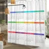 Duschgardiner kalender tryckt för badrumsdekor vit färg vattentät polyester tygbad gardin med krokar