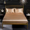 Satin Bedding Flat Sheets Set Fitted Sheet Mattress Cover with Pillowcase