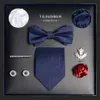 Blue Black Men's Tie Set, Box, Formal Business Gift, gåva till pojkvän och make's Valentine's Day