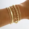 Очаровательные браслеты золотой цвет браслет из нержавеющей стали Кубинская цепь для женщин украшения подарки Оптовая капля C8G3