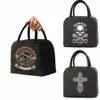 Borsa per il pranzo Skull Stampa di stampa Picnic Custodia Terma portatile per bambini Pranzo Box Bento Pranzo Pranzo Borse di stoccaggio del cibo E4VQ#