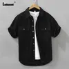 Camicie casual maschile coreana Minimalista Basicle Basicle Men Vintage Tunic Wear 2024 Harajuku Topships Tops tascabile Blusas Hommes