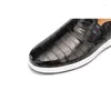 Casual schoenen Authentiek echte echte krokodillenhuid heren zwart rij-flats echte exotische alligator lederen mannelijke slip-on loafers