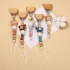 Baby Beech Wood Pacificier clip cartoon animal Crochet perles Silicone Nipple Chain pour les jouets infirmiers de Teether 240409