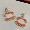 Pink Ohrringe Gestüt Mode hochwertige Perle Hengst Ohrringe Frau Luxusdesigner Kupfer Ohrring C Brief Schmuck Frauen 18k Gold plattiert Hochzeitsgeschenke Luxusschmuck