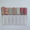 Förvaringsflaskor lyx 5 ml bling diamant rhinestone lipgloss tomma rör anpassade logotypläppglans containrar kosmetika förpackningar 100 st