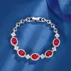 Ссылка браслетов Eyika Luxury Women Lab Lab Sapphire Ruby Emerald Bracelet Cz Цветочная цепь Свадьба Свадьба День святого Валентина