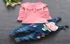 Spring Autumn Baby Girls Clothings Gets Cartoon Kids Girl Tops BLOUSHOVERALLS Pants Roupas Conjunto para crianças Meninas TRACHS OUTFI3067634