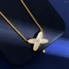 Pendant Necklaces Classic X-shaped Cross Imitation White Shell Gold Women's Necklace Brass Gold-plated Jewelry Travel Leisure Holiday
