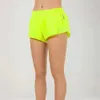 محاذاة Hotty Lu Yoga Women Hot Micro-Elcon-Elcon Low-Rise Short مع تمرين بطانة الجري Sport Tummy Control Shorts S Lemon Gym Runni