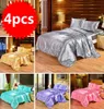 4pcs Luxury Silk Bedding Set Satin Queen King Size Cama Conjunto de edredom Tampa de edredom de edredão com travesseiros e lençolas 201104600582