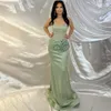 Sage Sequin Mermaid Prom Dresses Sweetheart Bead Sequin with Handmade Flower Special Occasion Dress Satin Abendkleider vestidos de novia