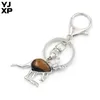 Keychains YJXP 민족 스타일 키 체인 캥거루 모양 자연스러운 돌 키 버클 홀더 동물 패턴 패션 보석 제조