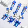 Cartoon de joias Animação fofa Blue Dragon Keychain Backpack Acessórios para anel de chaves MTI Cores Drop Dripção bebês crianças maternidade otlxf