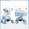 عربات# جديدة 2024 عربة الأطفال يمكن أن تجلس أو الاستلقاء قابلة للطي أربع عجلات عربة العربة عالية منظر صدمة امتصاص الأطفال حديثي الولادة الأزرق L416