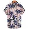 Mäns avslappnade skjortor Summer Seaside Tops för män Kvinnor med växtpalmträd mönster tryck design kort ärm mode skjorta knapp upp