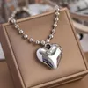 Chains 2024 Hip Hop INS Party Big Love Heart Pendant Necklaces For Women Aesthetic Beads Short Choker Girls Jewelry