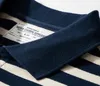 Polos masculins Polo à revers à revers à rayures vintage pour hommes Spring automne à manches longues 230gsm T-shirt en coton lourd