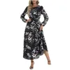 Robes décontractées de base Femmes Spring Long Robe Floral Print Crew Neck mandeve A-Line Fashion High Wistr Holiday Drop Livilor Apparel Wom Dheww