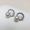 Boucles d'oreilles AB826 Lefei Fashion Fine Fine Classic Luxury Strong Luster Zircon 6-7 mm Akoya Round Pearl Femmes 18K Gold Party Charm bijoux