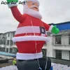 wholesale 10mH (33ft) with blower Newly Style Outdoor Inflatable Christmas Decoration Giant Airblown Santa Claus Balloon Model With Green Glove