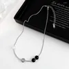 Pendant Necklaces Opal Round Beads Steel Chain Necklace For Women Men Korean Fashion Beaded Collar Choker Y2K Jewelry