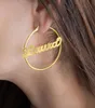 3070 MM Big Hoop Earrings For Women Personalized Name Custom Jewelry Stainless Steel Rose Gold Earings Fashion5479746