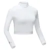 Ttygj golfkleding zomerzon bescherming dames ijs zijden bodemkleding hoge taille half lange mouw t -shirt 240416