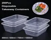 Akşam yemeği setleri 100pcs Set Dikdörtgen Tek Kullanımlık Öğle Yemeği Kutusu Plastik Takeaway Ambalaj Meyve Mikrodalgada Yemek Bento LID5203694